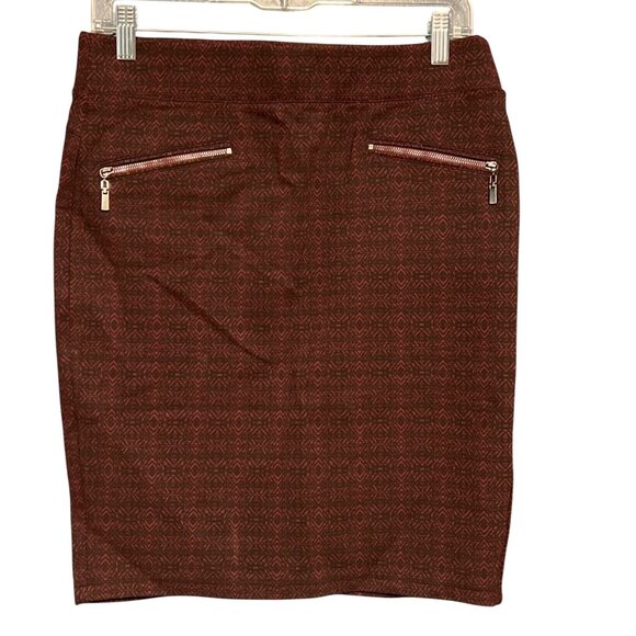 Liverpool Port Wine Patterned Pencil Skirt With Zipper Pockets Womens Size 6 - Picture 1 of 7